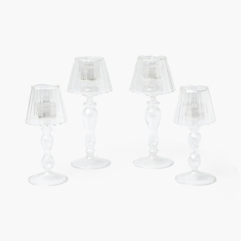 Glass Lantern Tea Light Holder Set