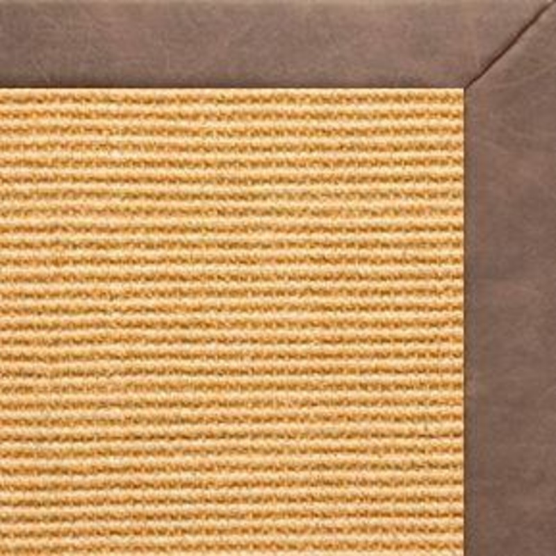 Tan Sisal Rug with Coco Faux Leather Border