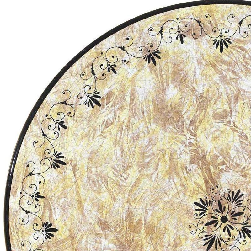 CERAMIC STONE TABLE + IRON BASE: AVIGNONE Design – Hand Painted in Deruta, Italy.