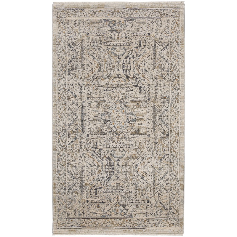Nourison Lynx 2’6″ x 4’6″ Ivory/Grey/Blue Vintage Indoor Rug