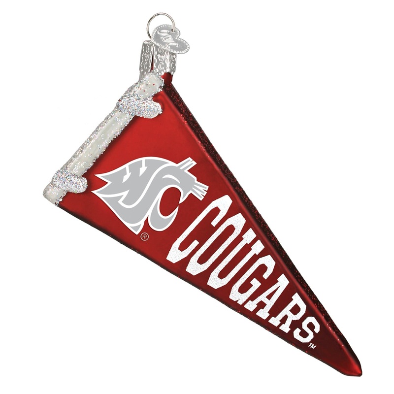 Old World Christmas Hanging Glass Tree Ornament, Washington State University Pennant