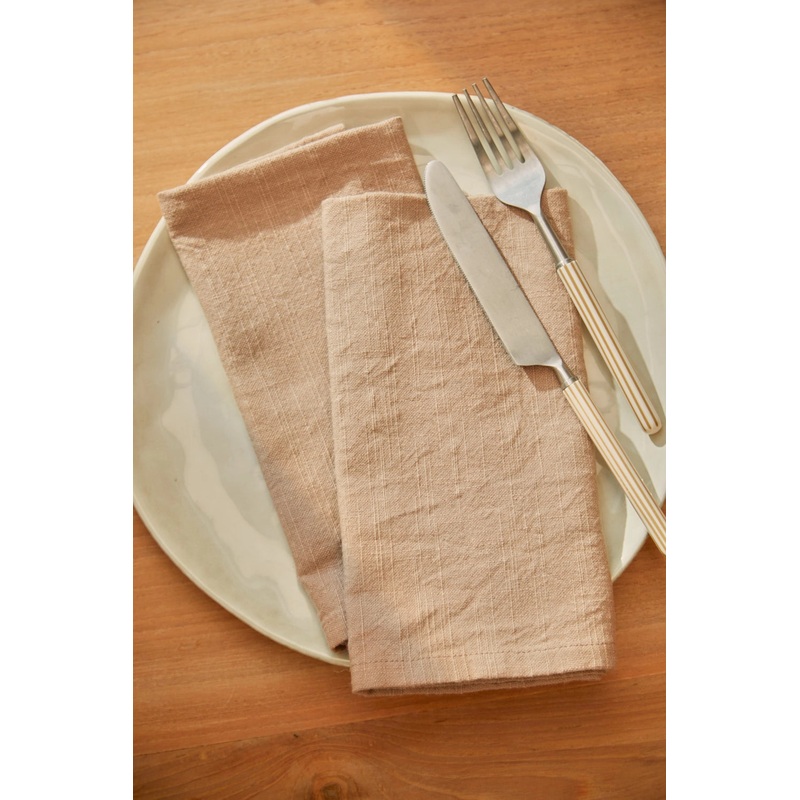 Set de 2 servilletas de algodn beige Gavema