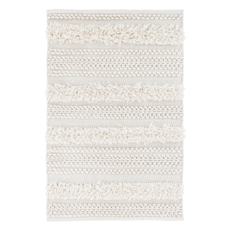 Zhara Stripe Handwoven Performance Rug | Ivory