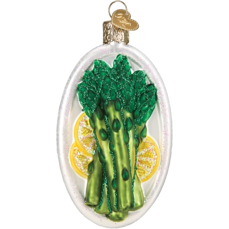 Old World Christmas Glass Blown Asparagus Ornament, 4″