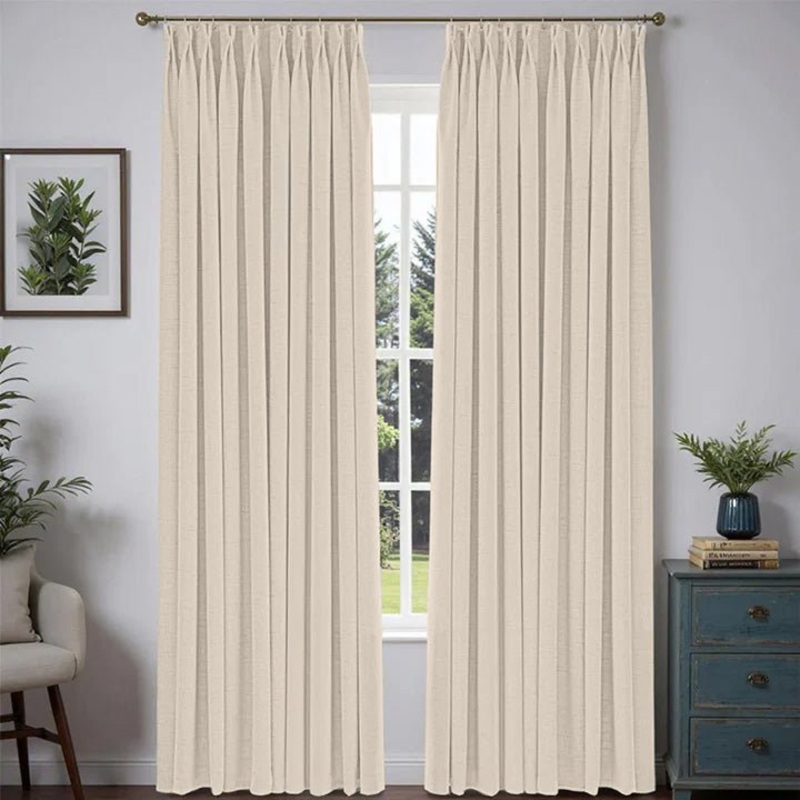 “Pure” Custom Heavyweight Linen Drape Pleated – Beige