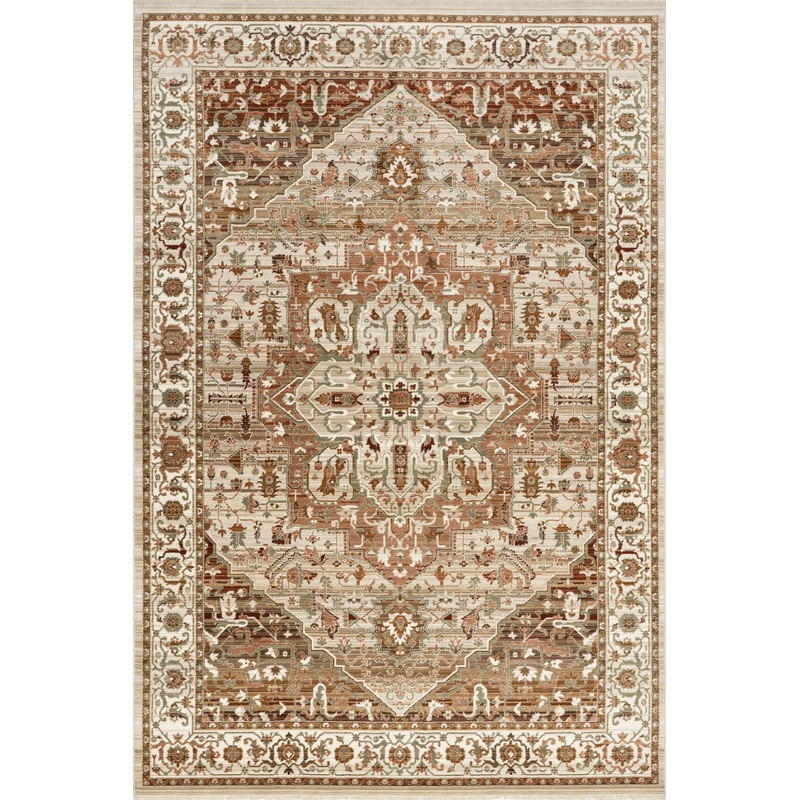 Rosette Medallion Fringed Rug | Brown