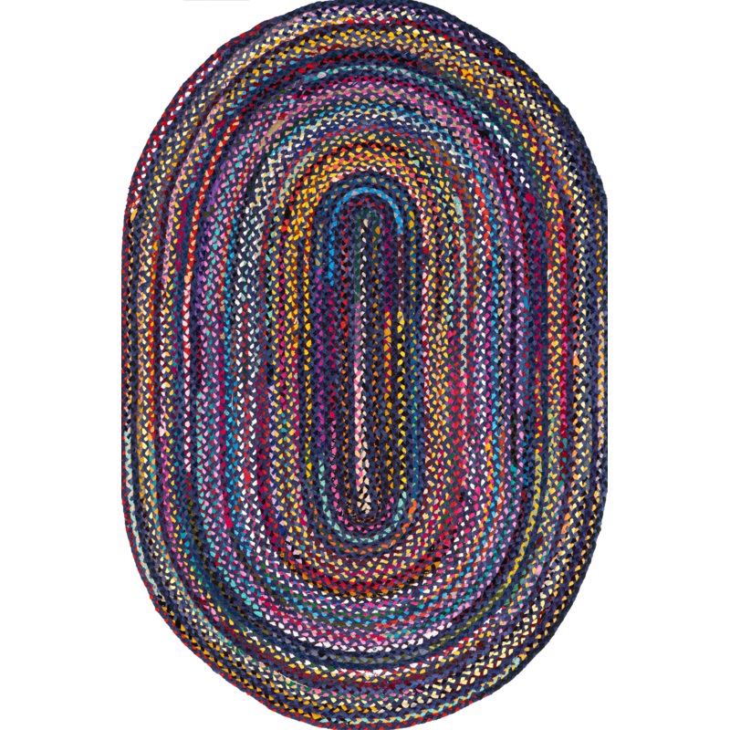 Bohemian Chindi Braided Rug | Blue Multicolor