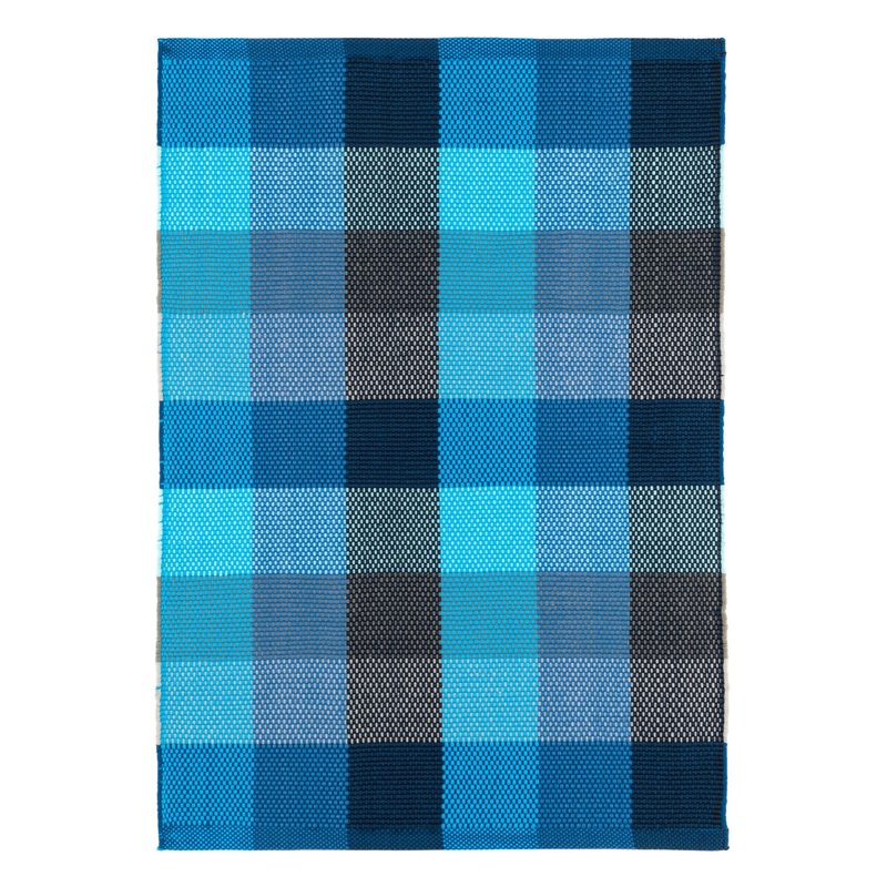 Happy Plaid Handwoven Indoor/Outdoor Rug | Blue
