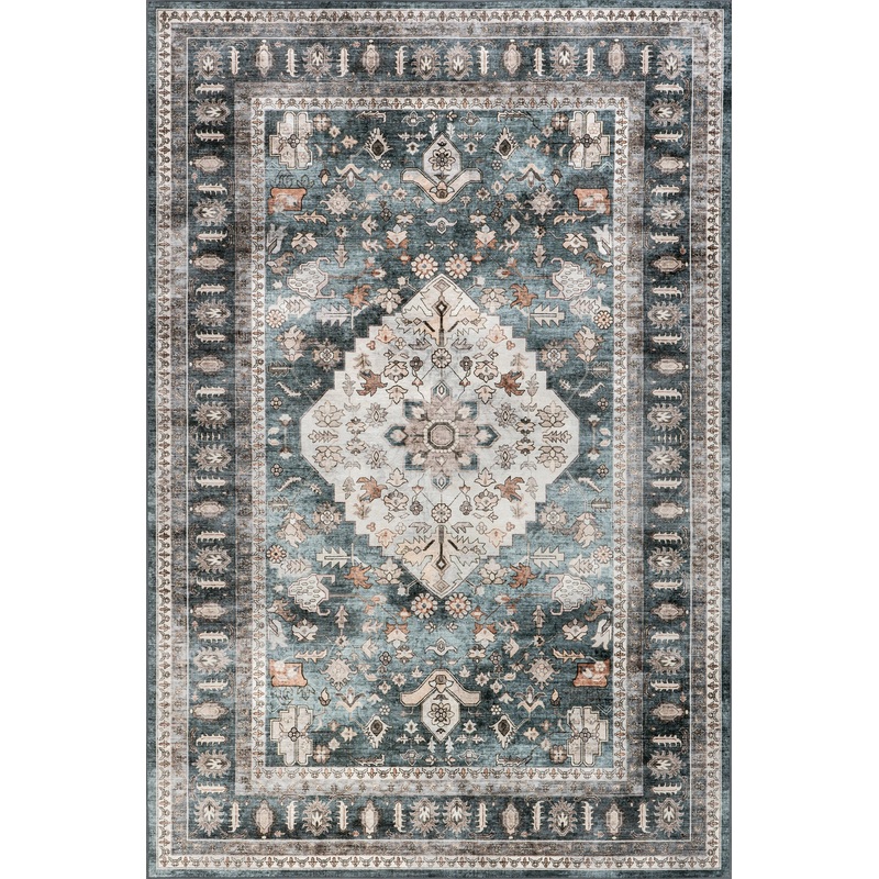 Keyara Spill Proof Washable Rug | Green