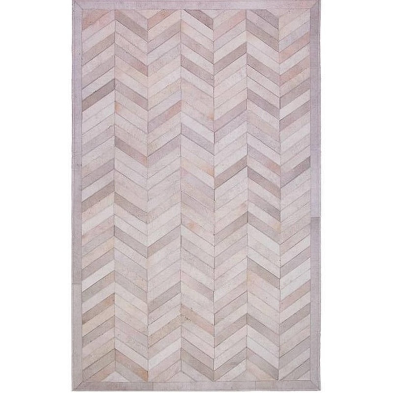 Poshrug Grey Chevron Cowhide Rug