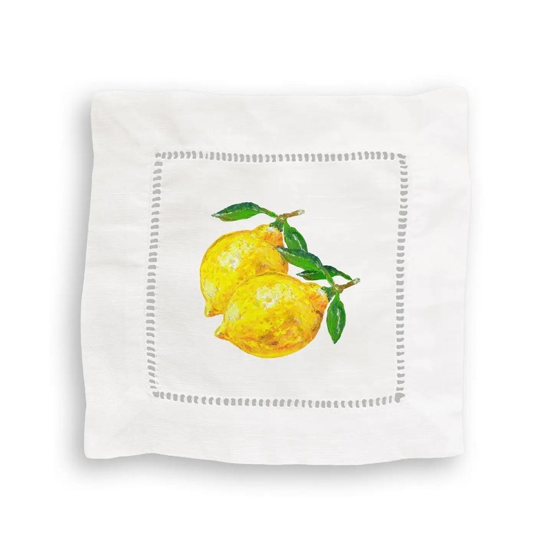 Two Lemons – Linen Cocktail Napkin