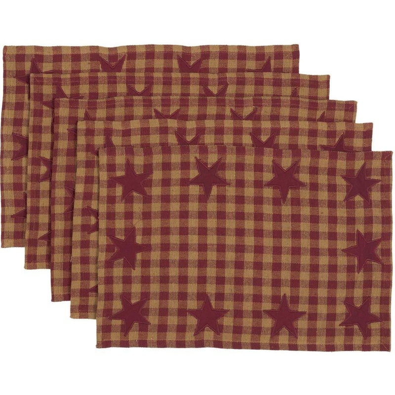 Burgundy Star Placemat Set of 6 12×18