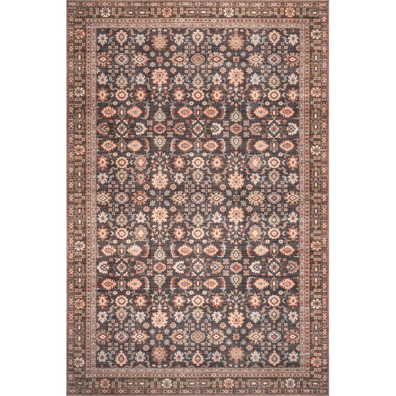 Claire Washable Floral Rug | Brown
