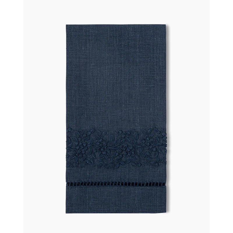 Jardin Monochrome Hand Towels in Navy, Set of Two