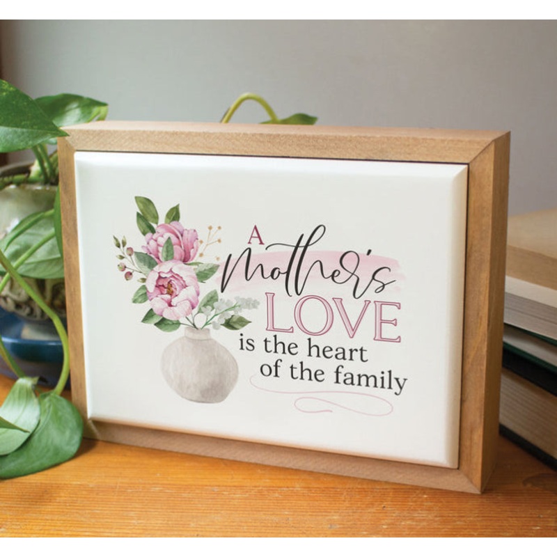 A Mothers Love Wood Sign  *Damaged- Indentation on wood frame*