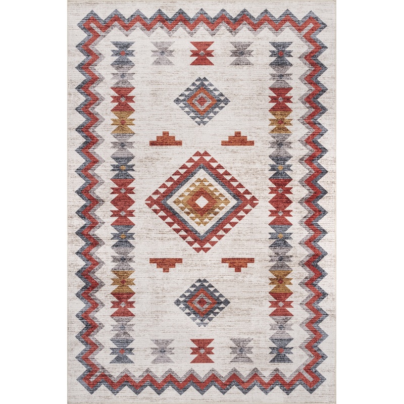 Nancy Southwestern Diamond Washable Rug | Beige