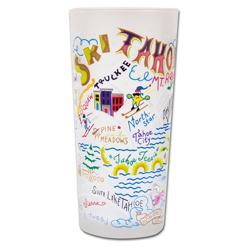 Ski Tahoe Drinking Glass