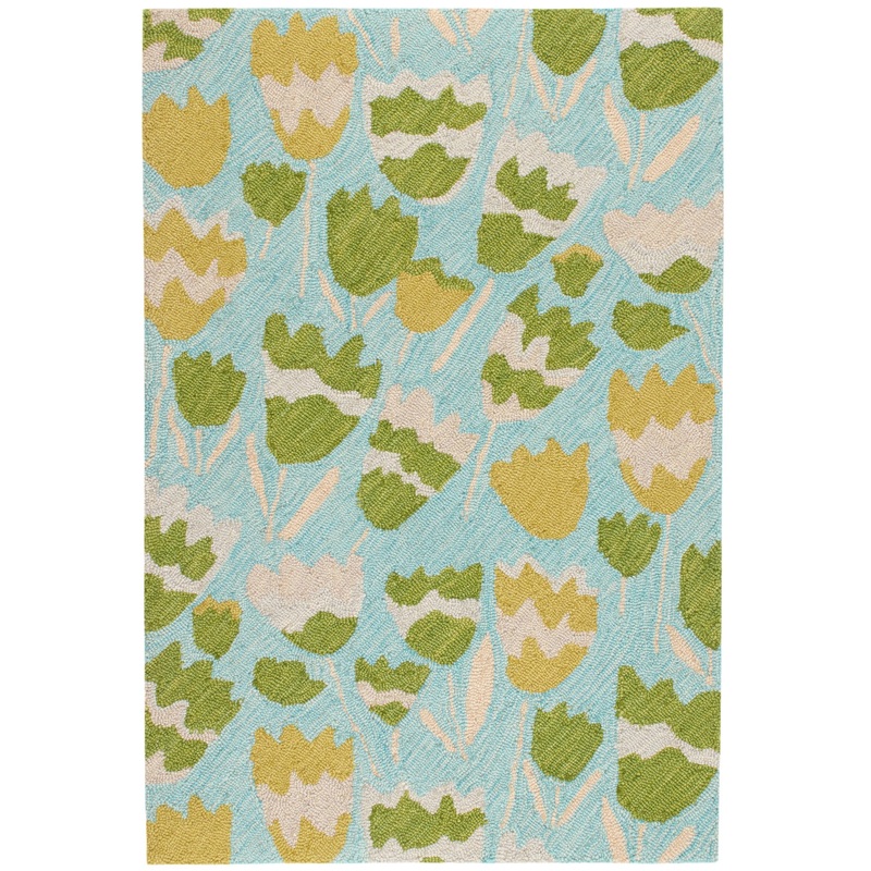 Zelie Hand Micro Hooked Wool Rug | Aqua