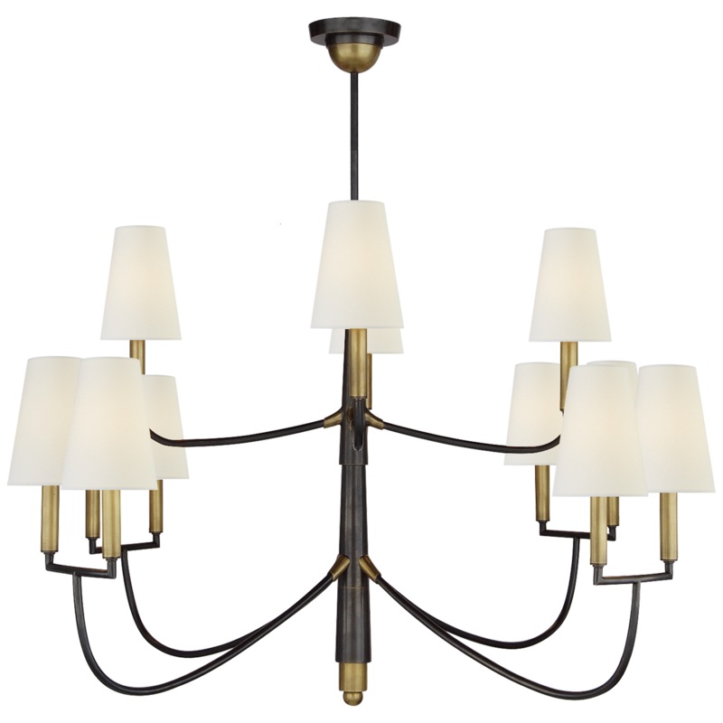 Farlane Large Chandelier with Linen Shades