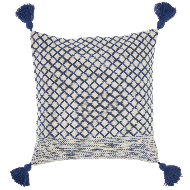 Life Styles CN623 Cotton Latice With Tassels Throw Pillow From Mina Victory By Nourison Rugs