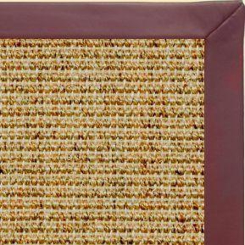 Spice Sisal Rug with Burgundy Leather Border