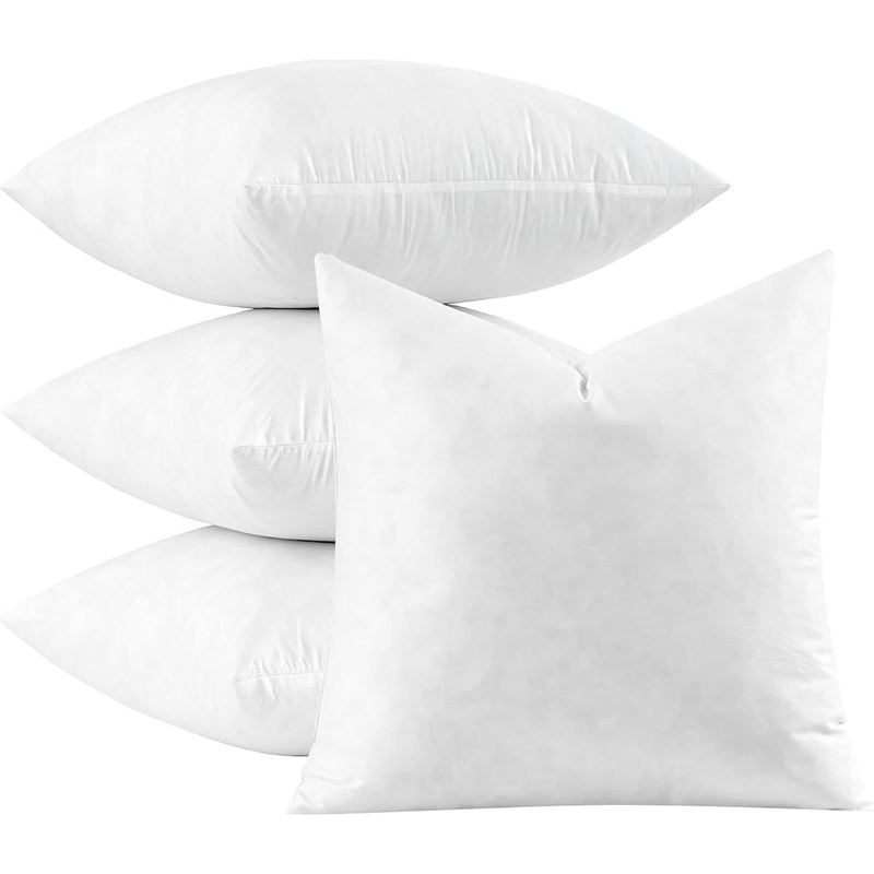 MIULEE Pillow Inserts 20×20 Inch Set of 4, Feather Mix Polycotton with Cotton Fabric Square Decorative Throw Pillows for Couch Bed Sofa
