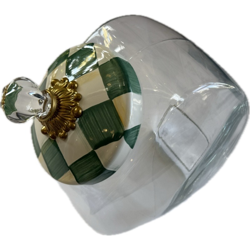 Cookie Jar with Emerald Check Lid