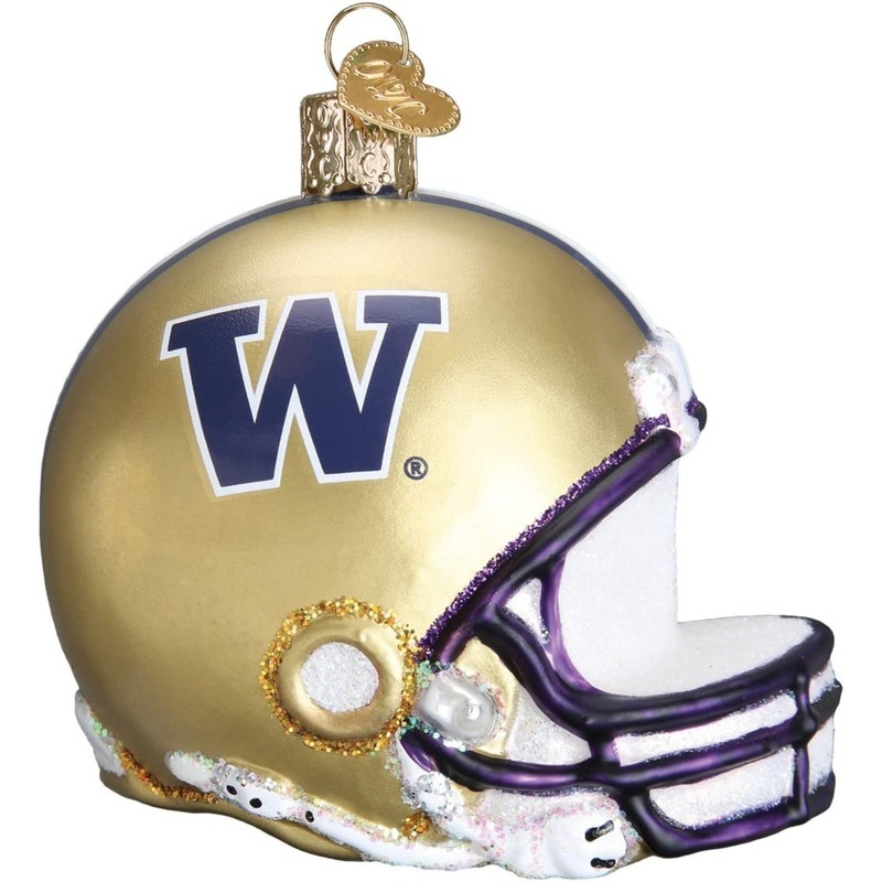 Old World Christmas Blown Glass Ornament for Tree, Washington Huskies Helmet