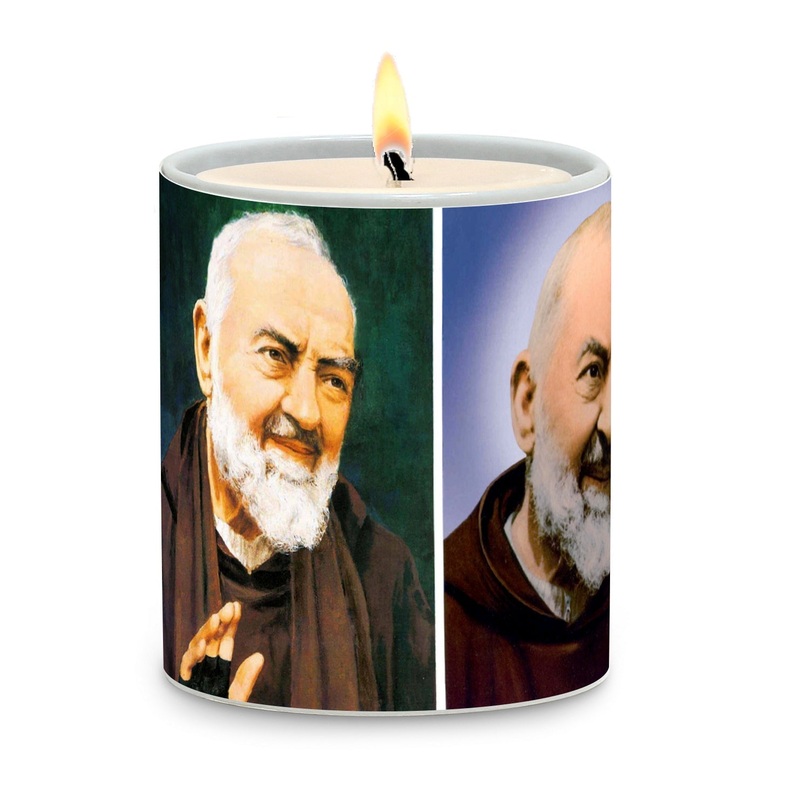 SUBLIMART: Prayer Candle – Porcelain Soy Wax Candle – St. Padre Pio