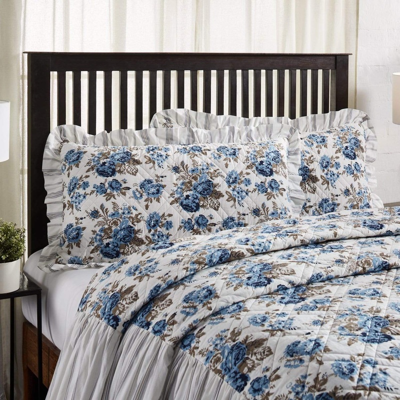 Annie Blue Floral Ruffled King Sham 21×37