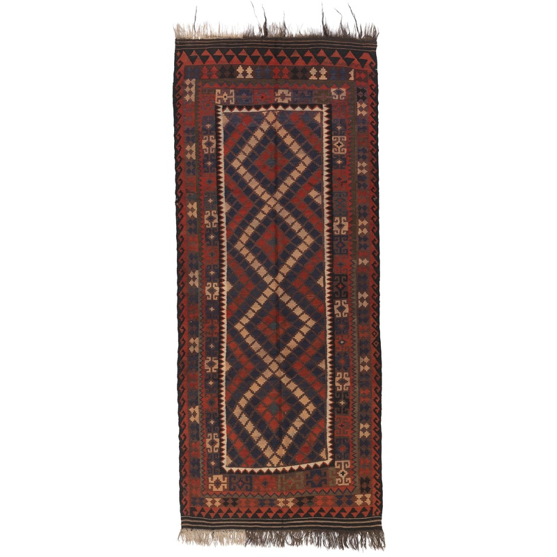 SEMI ANTIQUE AFGHAN MAIMANA KILIM 5′ X 9′