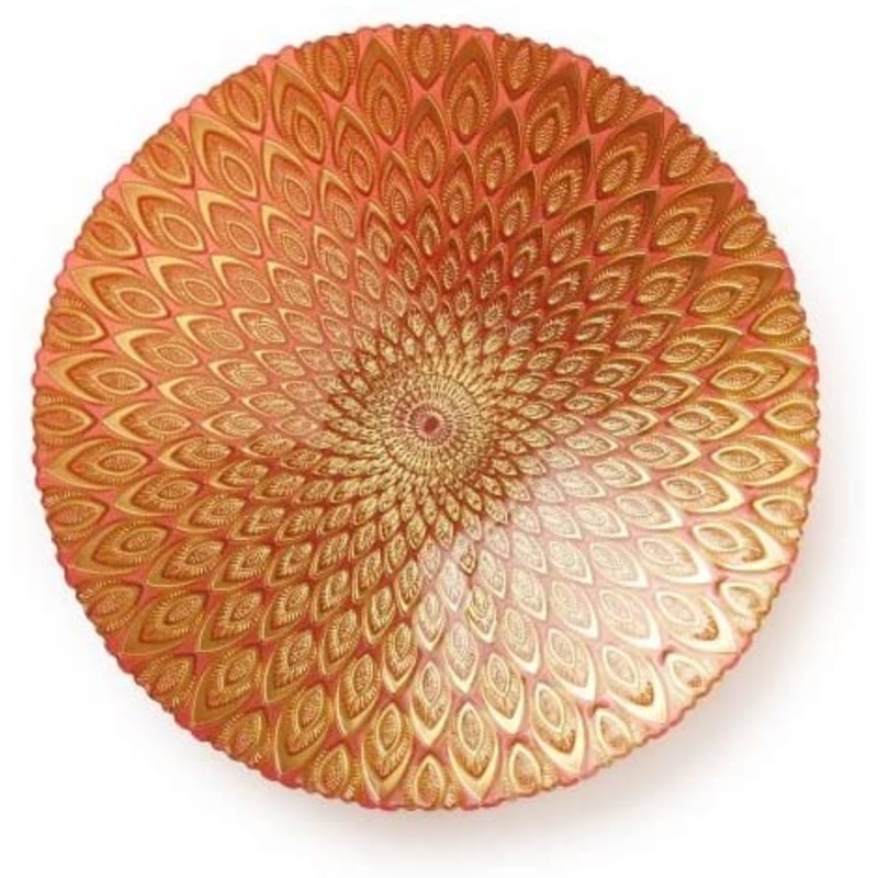 Vietri Peacock Glass Orange Medium Serving Bowl