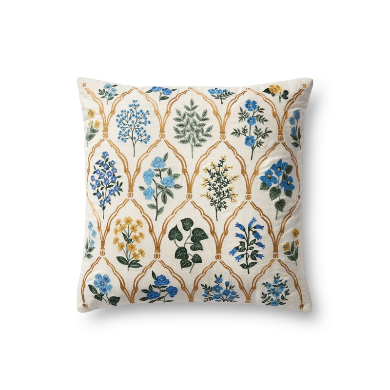Rifle Paper Co. x Loloi Pillow | Hawthorne Embroidered Pillow