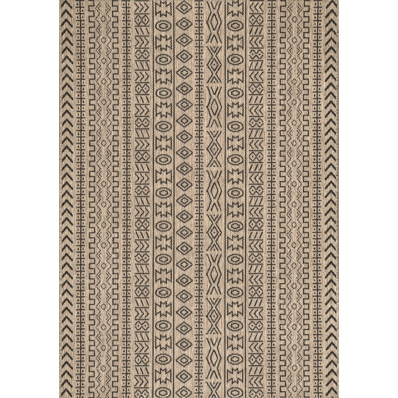 Striped Tribal Indoor/Outdoor Rug | Brown