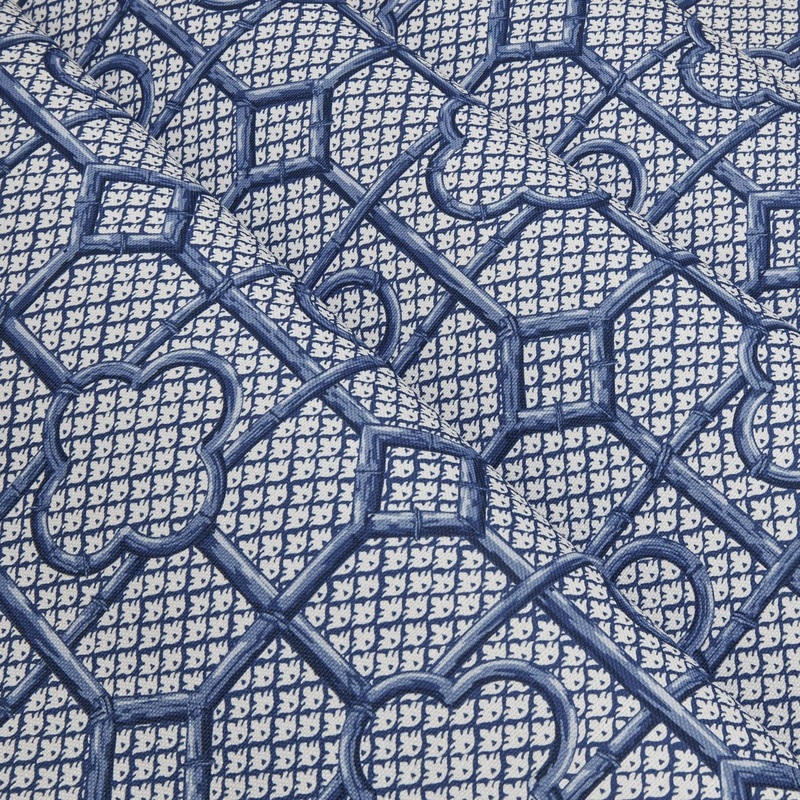 Cobalt Blue Bamboo Trellis Fabric