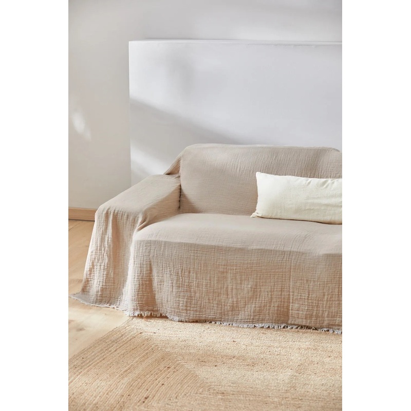 Funda de sof de algodn beige Layer