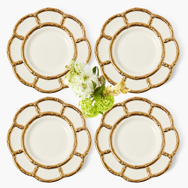 Gold Petal Bamboo Dinner Plates (Set of 4)