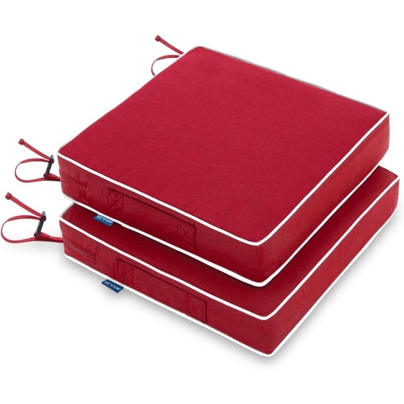 MIULEE 22 x 22 x 3 Outdoor Chair Cushions,Waterproof Seat Cushions with Adjustable Straps,Set of 2 Patio Chair Cushions for Patio Furniture Garden,Red