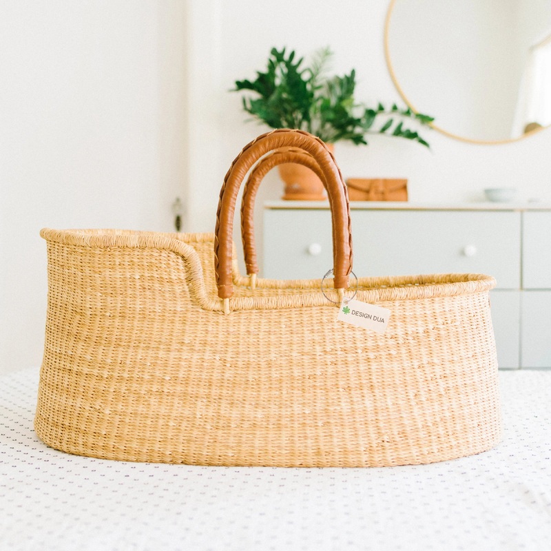 Natural Bilia Bassinet – Brown Leather Handles