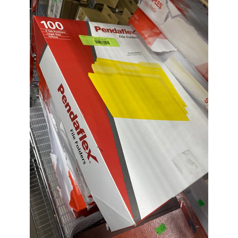 Pendaflex Interior File Folders, 1/3-Cut Tabs: Assorted, Legal Size, Yellow, 100/Box