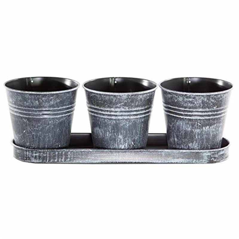 Gardener’s Select Round Planter w/ Tray Set, Black (12.5″ x 4″ x 4.5″)
