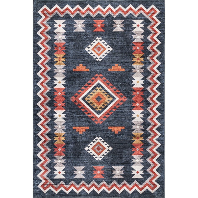 Nancy Southwestern Diamond Washable Rug | Navy