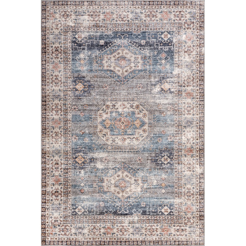 Allison Faded Spill Proof Washable Rug | Blue