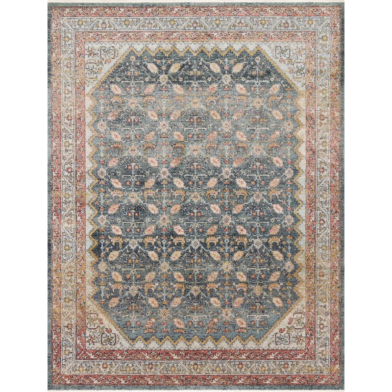 Magnolia Home by Joanna Gaines x Loloi Graham Rug | Blue / Persimmon
