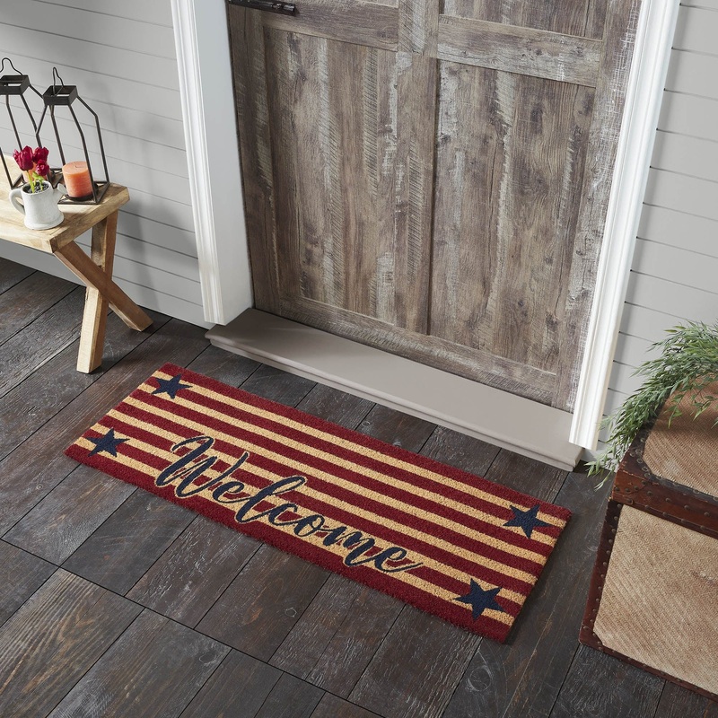 Patriotic Stripes Coir Welcome Rug Rect 17×48