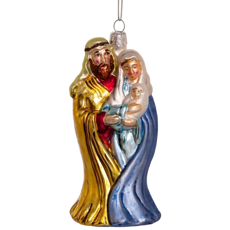 Kurt Adler Noble Gems Traditions Glass Holy Family Ornament