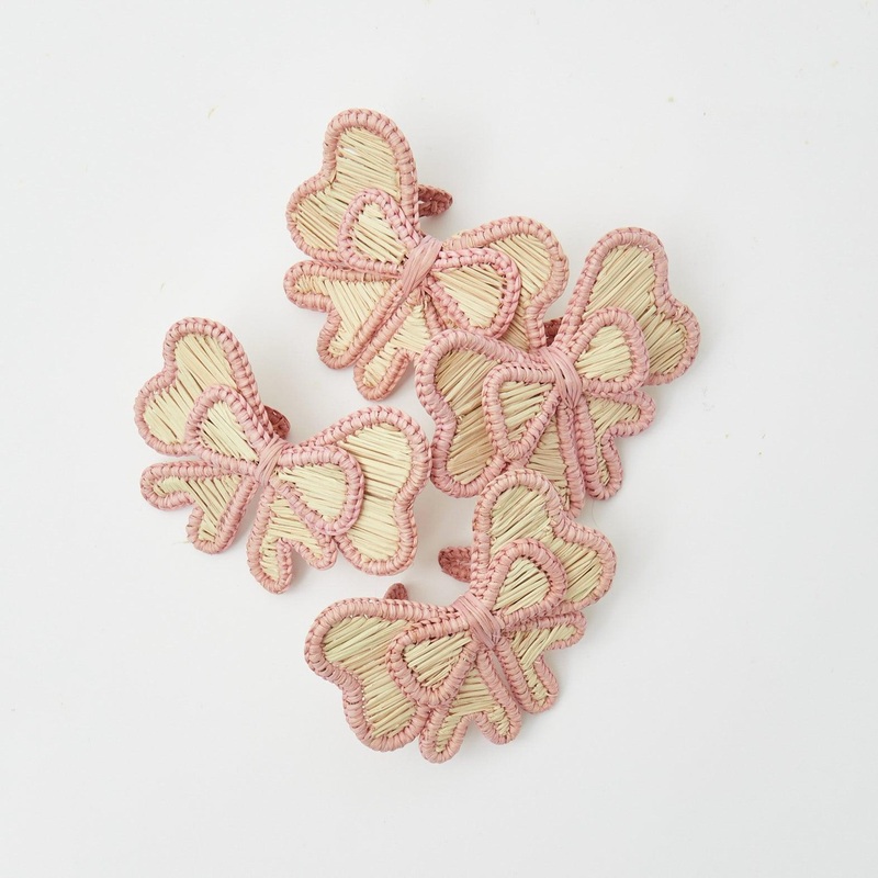 Pink Wicker Napkin Bow (Set of 4)