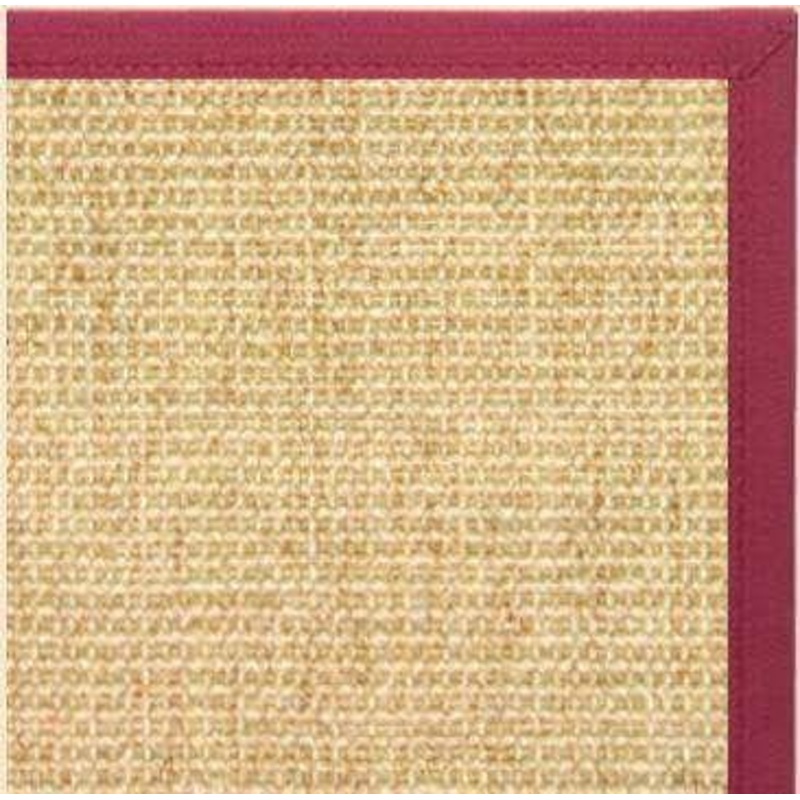 Sand Sisal Rug with Maroon Wide Canvas Border