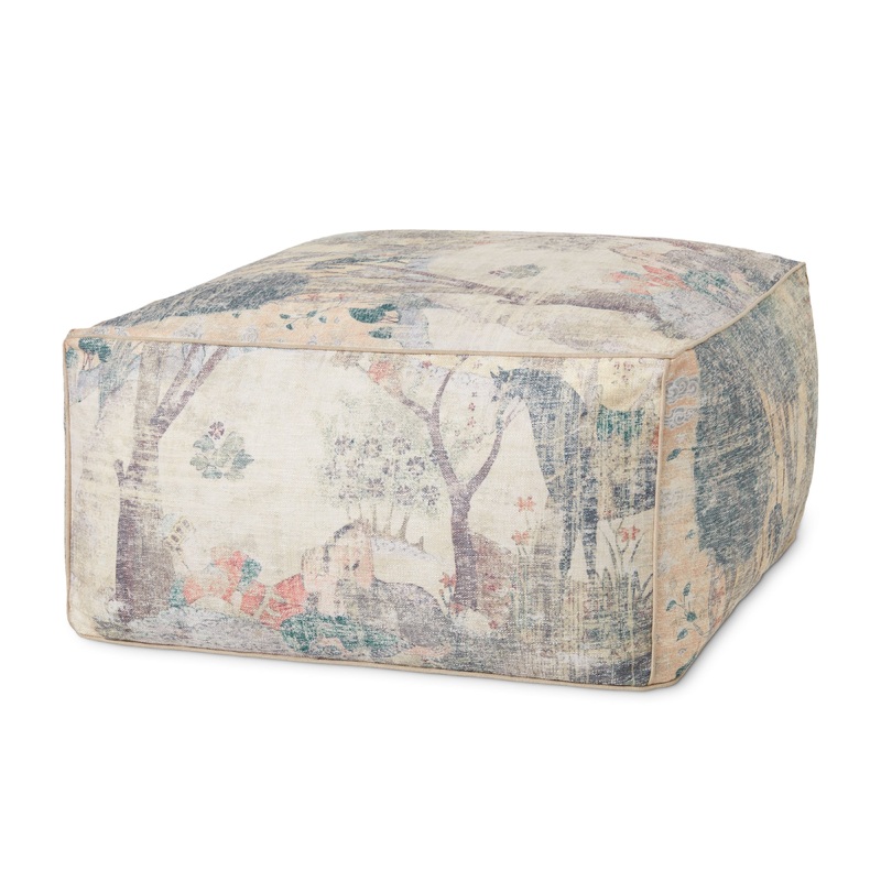 Loloi Pouf | Blue / Beige Multi