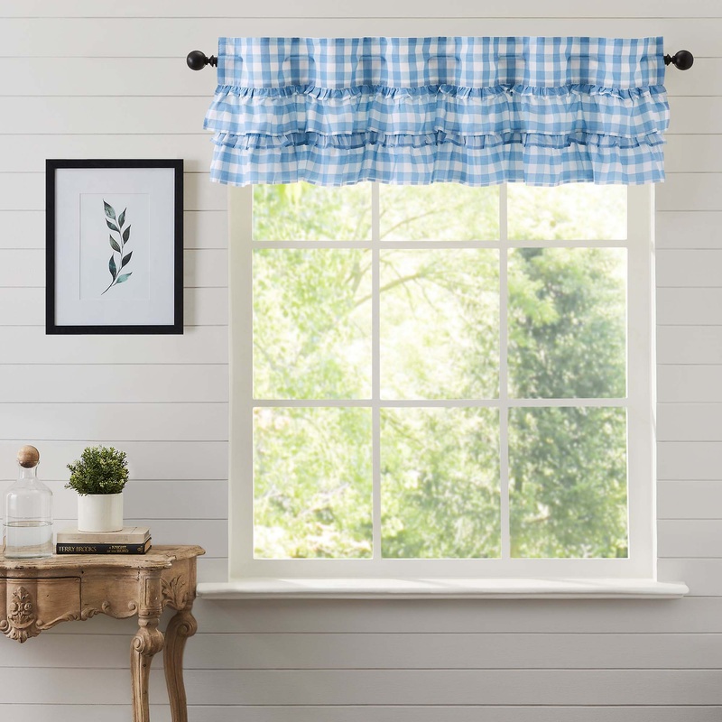 Annie Buffalo Blue Check Ruffled Valance 16×60